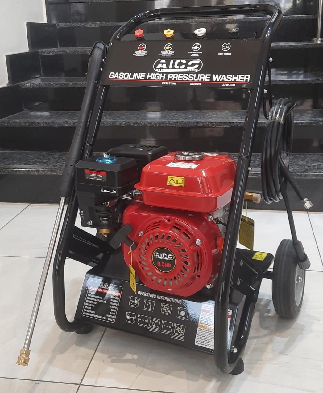 APW850 Aico Japan Petrol Pressure Washer 3400PSI 8.0hp Engine